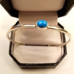 ✅New Nordstrom Real Turquoise Silver bangle bracelet unisex Minimal Hand Crafted
